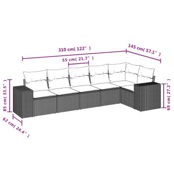 ARDEBO.de - 6-tlg. Garten-Sofagarnitur mit Kissen Braun Poly Rattan