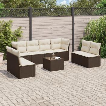ARDEBO.de - 9-tlg. Garten-Sofagarnitur mit Kissen Braun Poly Rattan