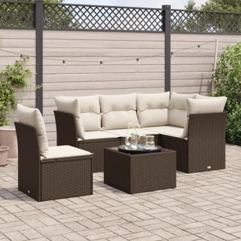 ARDEBO.de - 6-tlg. Garten-Sofagarnitur mit Kissen Braun Poly Rattan