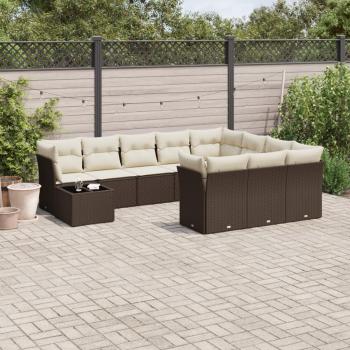 ARDEBO.de - 11-tlg. Garten-Sofagarnitur mit Kissen Braun Poly Rattan