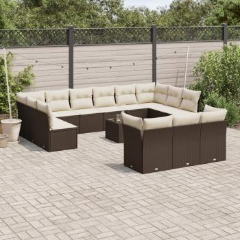 ARDEBO.de - 14-tlg. Garten-Sofagarnitur mit Kissen Braun Poly Rattan