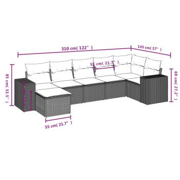 ARDEBO.de - 7-tlg. Garten-Sofagarnitur mit Kissen Braun Poly Rattan
