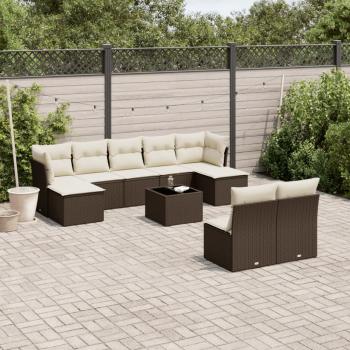 ARDEBO.de - 10-tlg. Garten-Sofagarnitur mit Kissen Braun Poly Rattan
