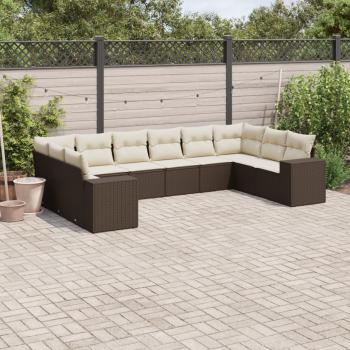 ARDEBO.de - 10-tlg. Garten-Sofagarnitur mit Kissen Braun Poly Rattan