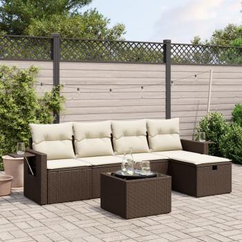 ARDEBO.de - 6-tlg. Garten-Sofagarnitur mit Kissen Braun Poly Rattan