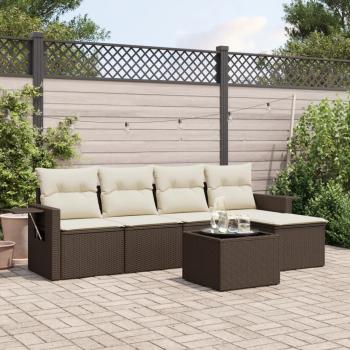 ARDEBO.de - 6-tlg. Garten-Sofagarnitur mit Kissen Braun Poly Rattan