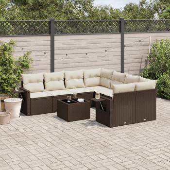 ARDEBO.de - 9-tlg. Garten-Sofagarnitur mit Kissen Braun Poly Rattan