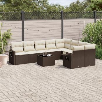 ARDEBO.de - 10-tlg. Garten-Sofagarnitur mit Kissen Braun Poly Rattan