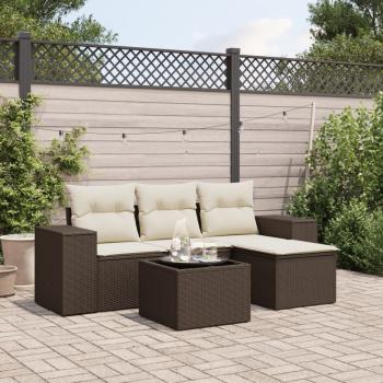 ARDEBO.de - 5-tlg. Garten-Sofagarnitur mit Kissen Braun Poly Rattan