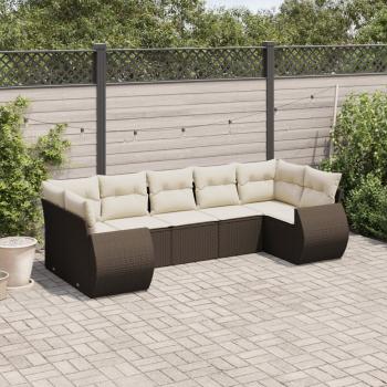 ARDEBO.de - 7-tlg. Garten-Sofagarnitur mit Kissen Braun Poly Rattan