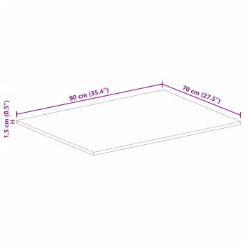 Tischplatte 90x70x1,5 cm Rechteckig Altholz Massiv