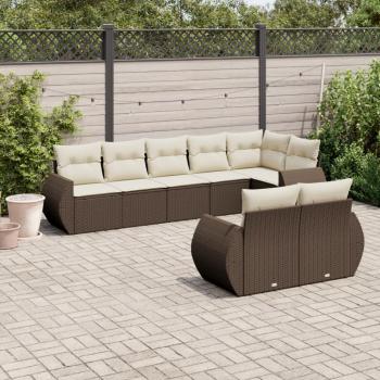 ARDEBO.de - 8-tlg. Garten-Sofagarnitur mit Kissen Braun Poly Rattan