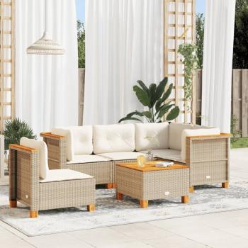 ARDEBO.de - 6-tlg. Garten-Sofagarnitur mit Kissen Beige Poly Rattan