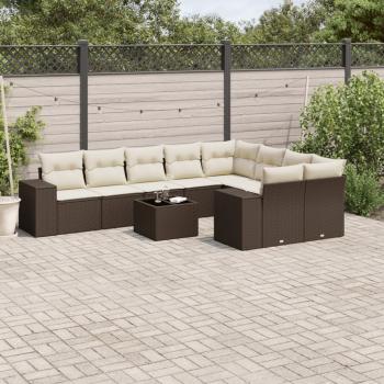 ARDEBO.de - 10-tlg. Garten-Sofagarnitur mit Kissen Braun Poly Rattan