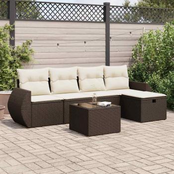 ARDEBO.de - 6-tlg. Garten-Sofagarnitur mit Kissen Braun Poly Rattan