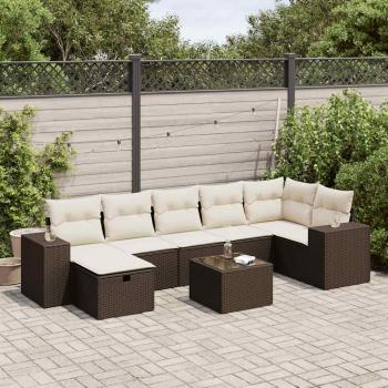 ARDEBO.de - 8-tlg. Garten-Sofagarnitur mit Kissen Braun Poly Rattan