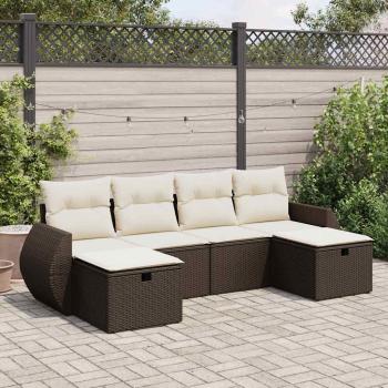 ARDEBO.de - 6-tlg. Garten-Sofagarnitur mit Kissen Braun Poly Rattan