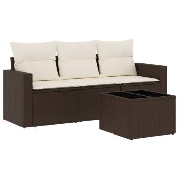 ARDEBO.de - 4-tlg. Garten-Sofagarnitur mit Kissen Braun Poly Rattan