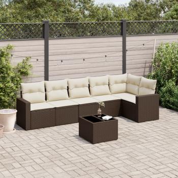 ARDEBO.de - 7-tlg. Garten-Sofagarnitur mit Kissen Braun Poly Rattan