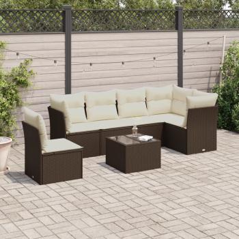 ARDEBO.de - 7-tlg. Garten-Sofagarnitur mit Kissen Braun Poly Rattan