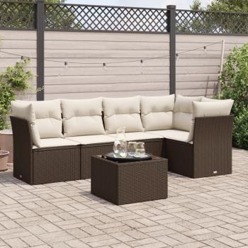 ARDEBO.de - 6-tlg. Garten-Sofagarnitur mit Kissen Braun Poly Rattan