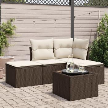 ARDEBO.de - 5-tlg. Garten-Sofagarnitur mit Kissen Braun Poly Rattan