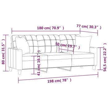 3-Sitzer-Sofa mit Zierkissen Creme 180 cm Kunstleder