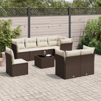 ARDEBO.de - 9-tlg. Garten-Sofagarnitur mit Kissen Braun Poly Rattan