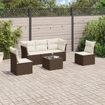 ARDEBO.de - 6-tlg. Garten-Sofagarnitur mit Kissen Braun Poly Rattan
