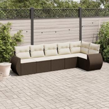 ARDEBO.de - 6-tlg. Garten-Sofagarnitur mit Kissen Braun Poly Rattan