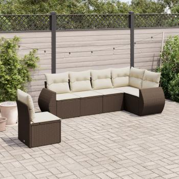ARDEBO.de - 6-tlg. Garten-Sofagarnitur mit Kissen Braun Poly Rattan