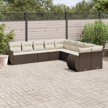 ARDEBO.de - 10-tlg. Garten-Sofagarnitur mit Kissen Braun Poly Rattan
