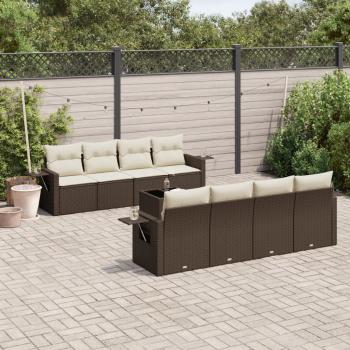 ARDEBO.de - 9-tlg. Garten-Sofagarnitur mit Kissen Braun Poly Rattan