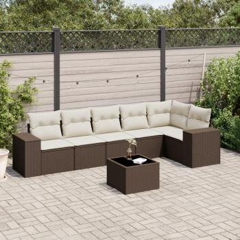 ARDEBO.de - 7-tlg. Garten-Sofagarnitur mit Kissen Braun Poly Rattan