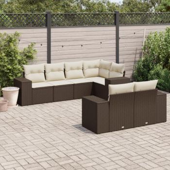 ARDEBO.de - 7-tlg. Garten-Sofagarnitur mit Kissen Braun Poly Rattan