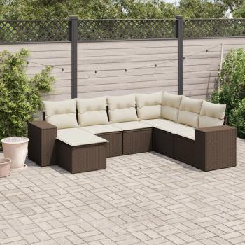 ARDEBO.de - 7-tlg. Garten-Sofagarnitur mit Kissen Braun Poly Rattan