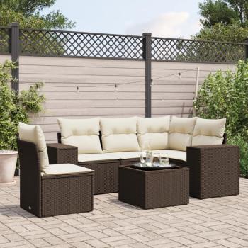 ARDEBO.de - 6-tlg. Garten-Sofagarnitur mit Kissen Braun Poly Rattan