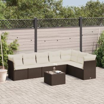 ARDEBO.de - 8-tlg. Garten-Sofagarnitur mit Kissen Braun Poly Rattan