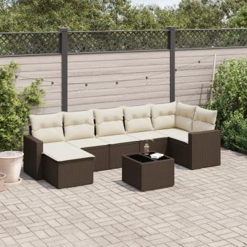 ARDEBO.de - 8-tlg. Garten-Sofagarnitur mit Kissen Braun Poly Rattan