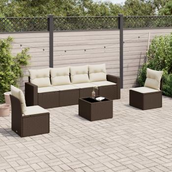 ARDEBO.de - 7-tlg. Garten-Sofagarnitur mit Kissen Braun Poly Rattan