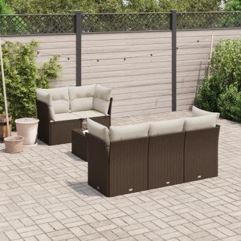 ARDEBO.de - 6-tlg. Garten-Sofagarnitur mit Kissen Braun Poly Rattan