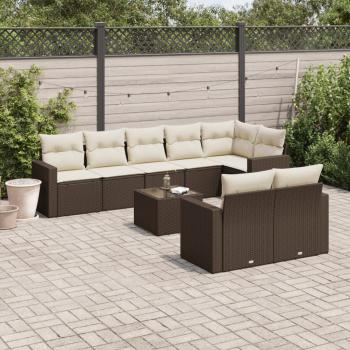 ARDEBO.de - 9-tlg. Garten-Sofagarnitur mit Kissen Braun Poly Rattan