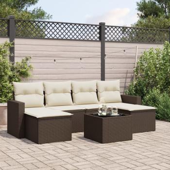 ARDEBO.de - 7-tlg. Garten-Sofagarnitur mit Kissen Braun Poly Rattan