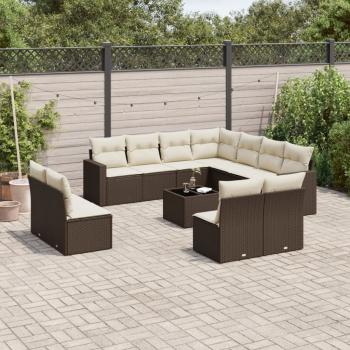ARDEBO.de - 12-tlg. Garten-Sofagarnitur mit Kissen Braun Poly Rattan