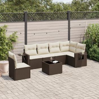 ARDEBO.de - 7-tlg. Garten-Sofagarnitur mit Kissen Braun Poly Rattan