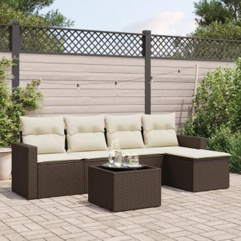 ARDEBO.de - 6-tlg. Garten-Sofagarnitur mit Kissen Braun Poly Rattan