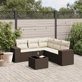ARDEBO.de - 6-tlg. Garten-Sofagarnitur mit Kissen Braun Poly Rattan