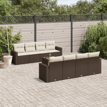 ARDEBO.de - 9-tlg. Garten-Sofagarnitur mit Kissen Braun Poly Rattan