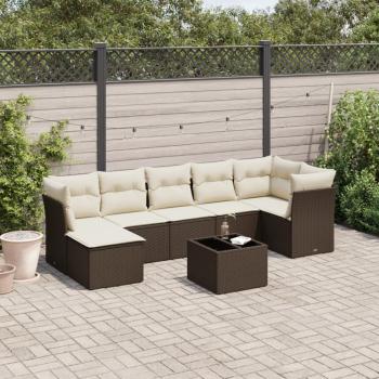 ARDEBO.de - 8-tlg. Garten-Sofagarnitur mit Kissen Braun Poly Rattan