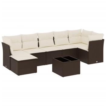 8-tlg. Garten-Sofagarnitur mit Kissen Braun Poly Rattan